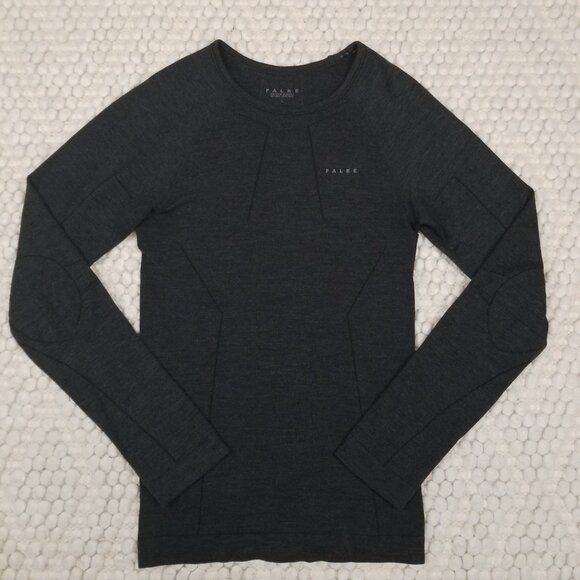 Falke Long Sleeve Wool-Tech Baselayer Top Dark Gray Sz Large - Picture 6 of 9